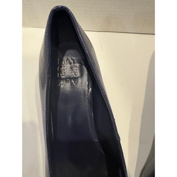 Naturalizer Womens Karina Low Block Heel Square patentToe Pump blue 8.5w nwob - Picture 3 of 8